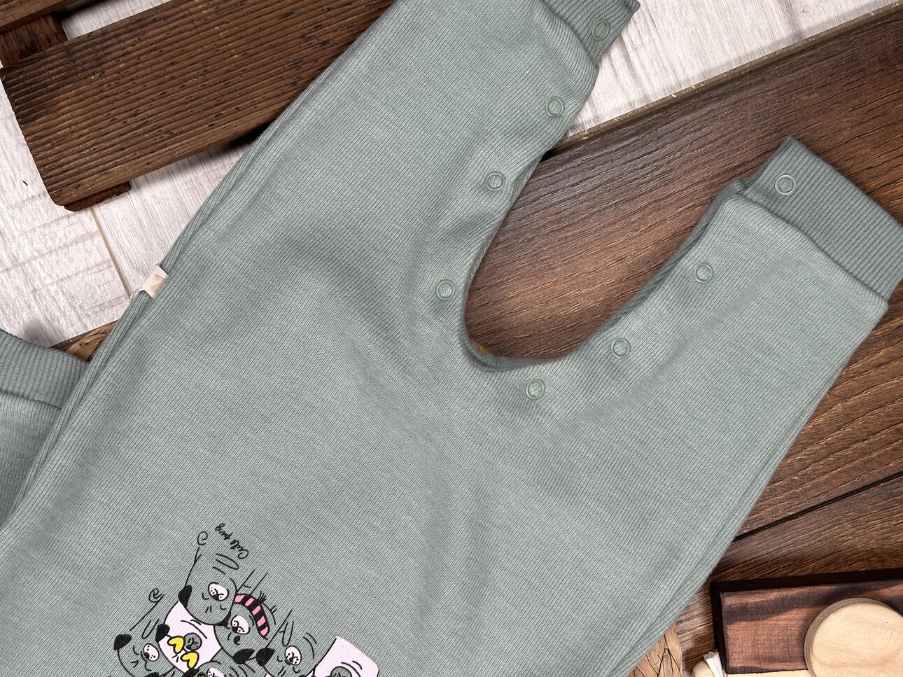 Selanik Örgüsü Pamuklu Animals Detaylı Kız Bebek Tulum