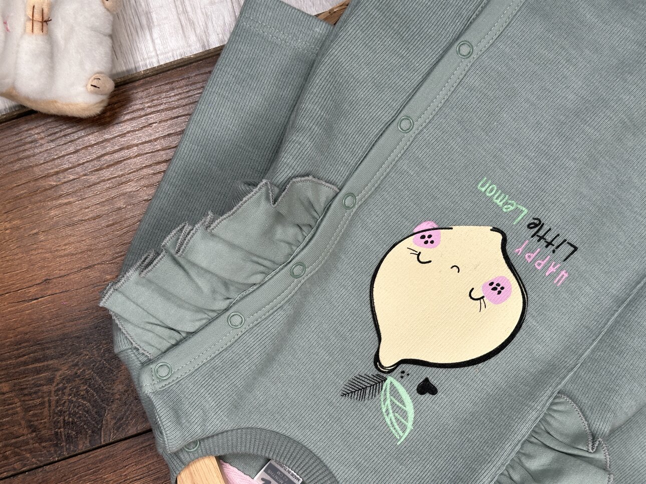 Selanik Örgüsü Pamuklu limon Detaylı Kız Bebek Tulum