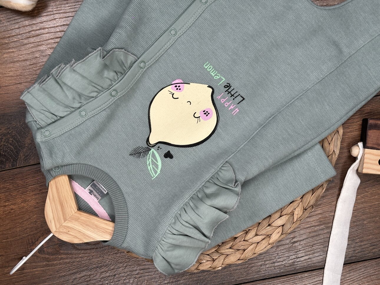 Selanik Örgüsü Pamuklu limon Detaylı Kız Bebek Tulum