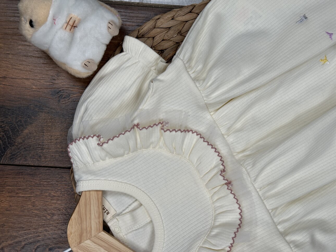 Pamuklu Kuş Desenli Kız Bebek Elbise