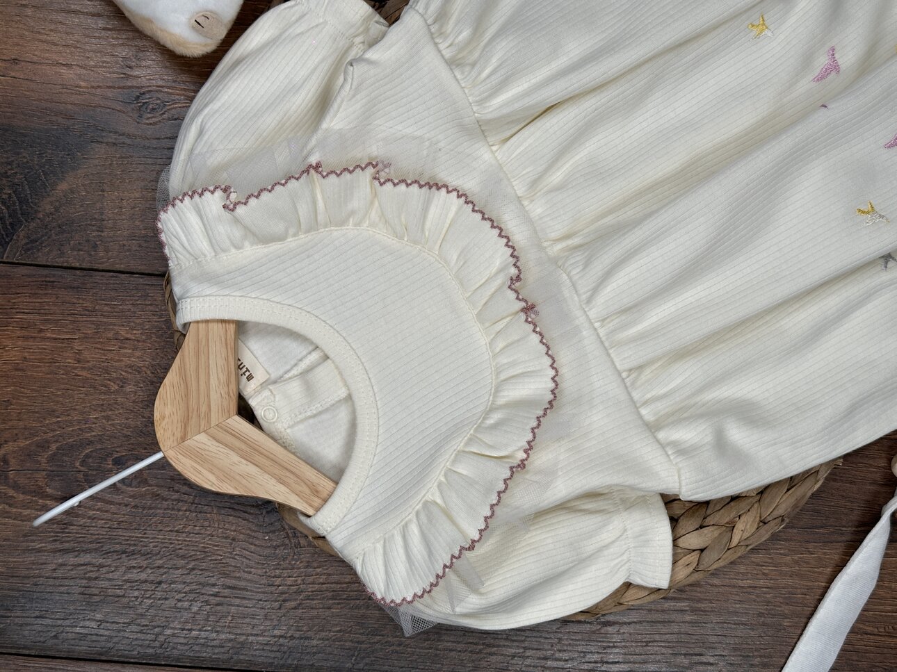 Pamuklu Kuş Desenli Kız Bebek Elbise