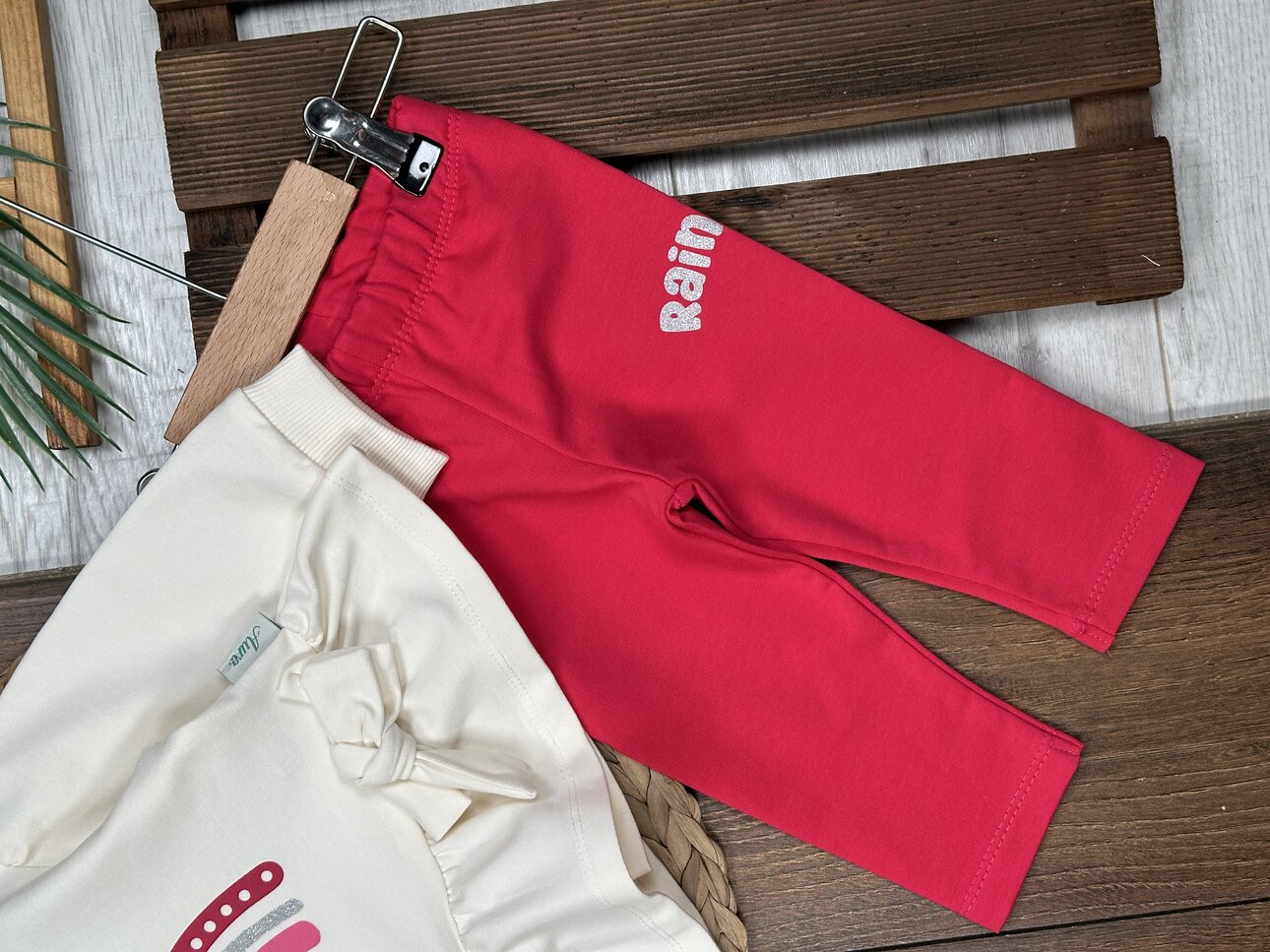 Pamuklu  Gökkuşağı Detaylı 2li  Kız Bebek Takım