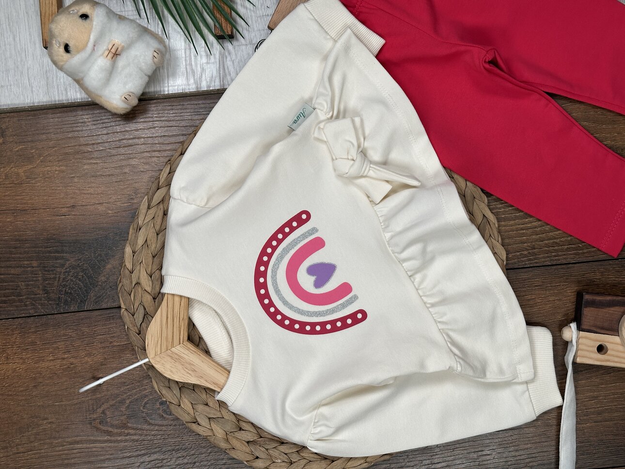 Pamuklu  Gökkuşağı Detaylı 2li  Kız Bebek Takım