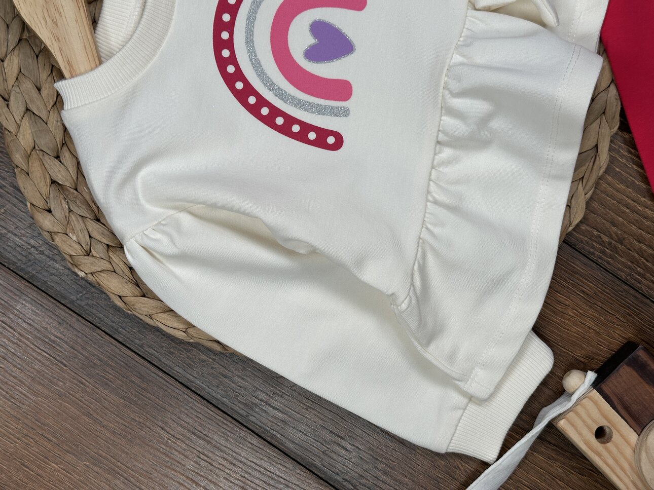 Pamuklu  Gökkuşağı Detaylı 2li  Kız Bebek Takım