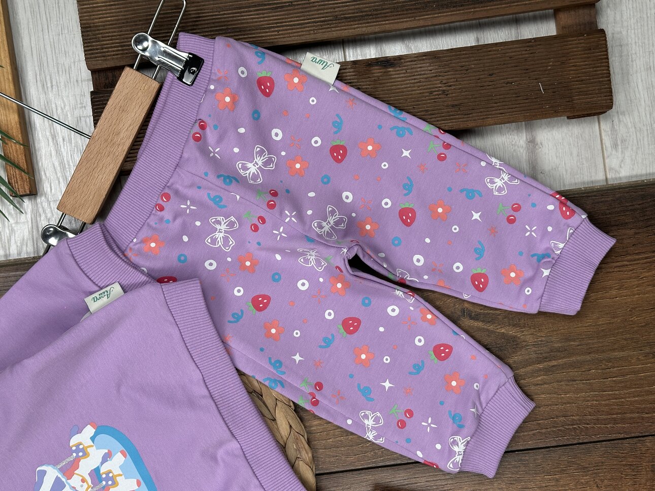 Pamuklu Atlı Karınca Detaylı 2li Kız Bebek Takım