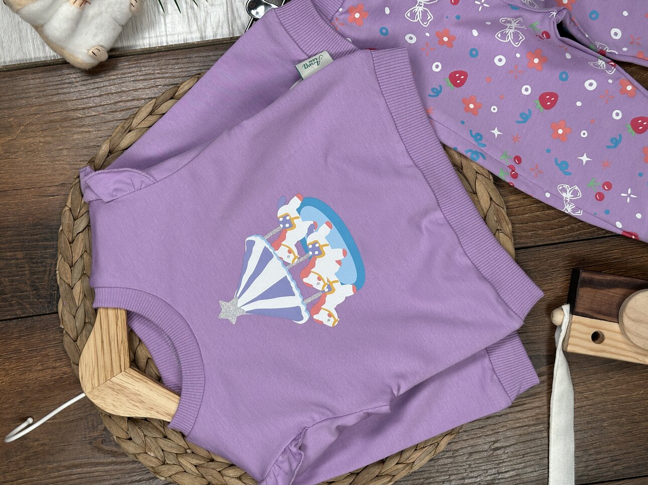 Pamuklu Atlı Karınca Detaylı 2li Kız Bebek Takım