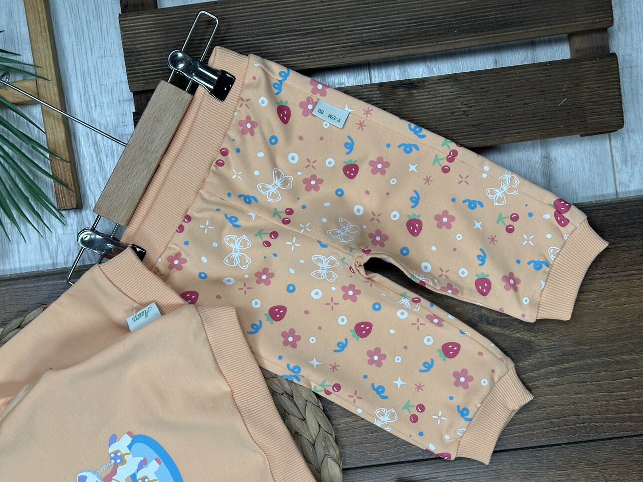 Pamuklu Atlı Karınca Detaylı 2li Kız Bebek Takım