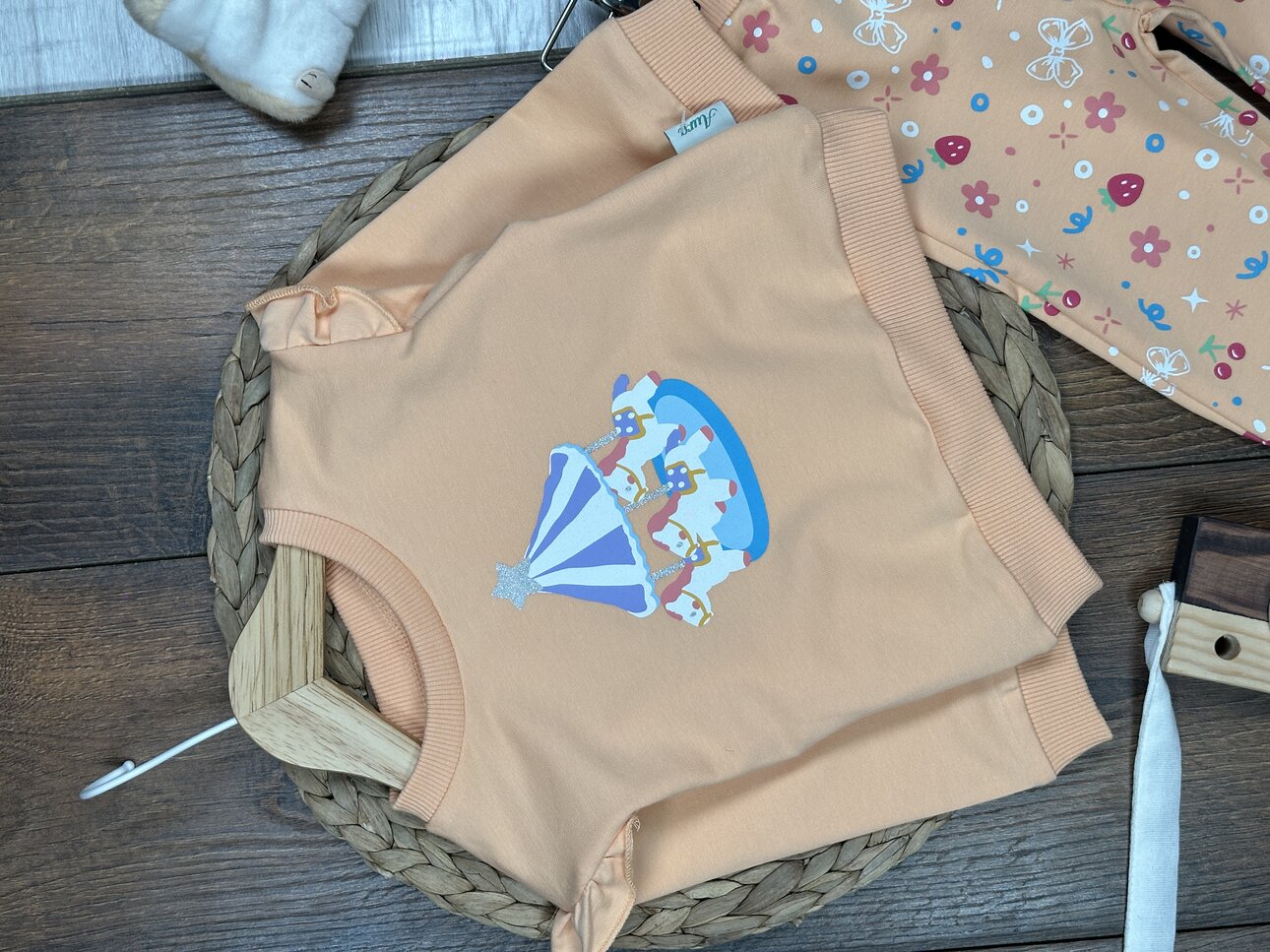 Pamuklu Atlı Karınca Detaylı 2li Kız Bebek Takım