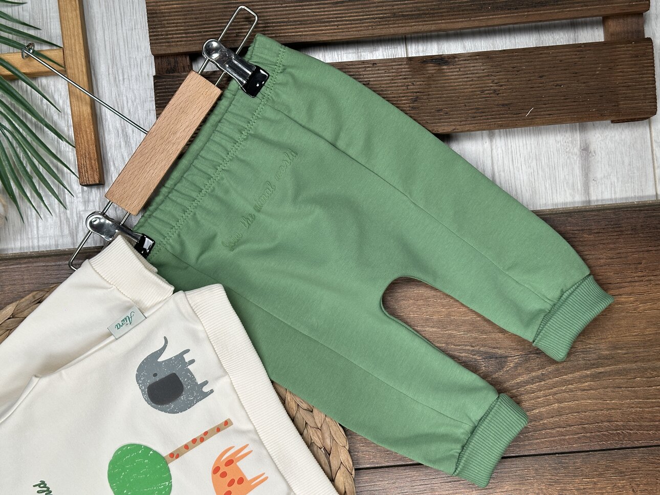 Pamuklu Animals Detaylı 2li Erkek Bebek Takım