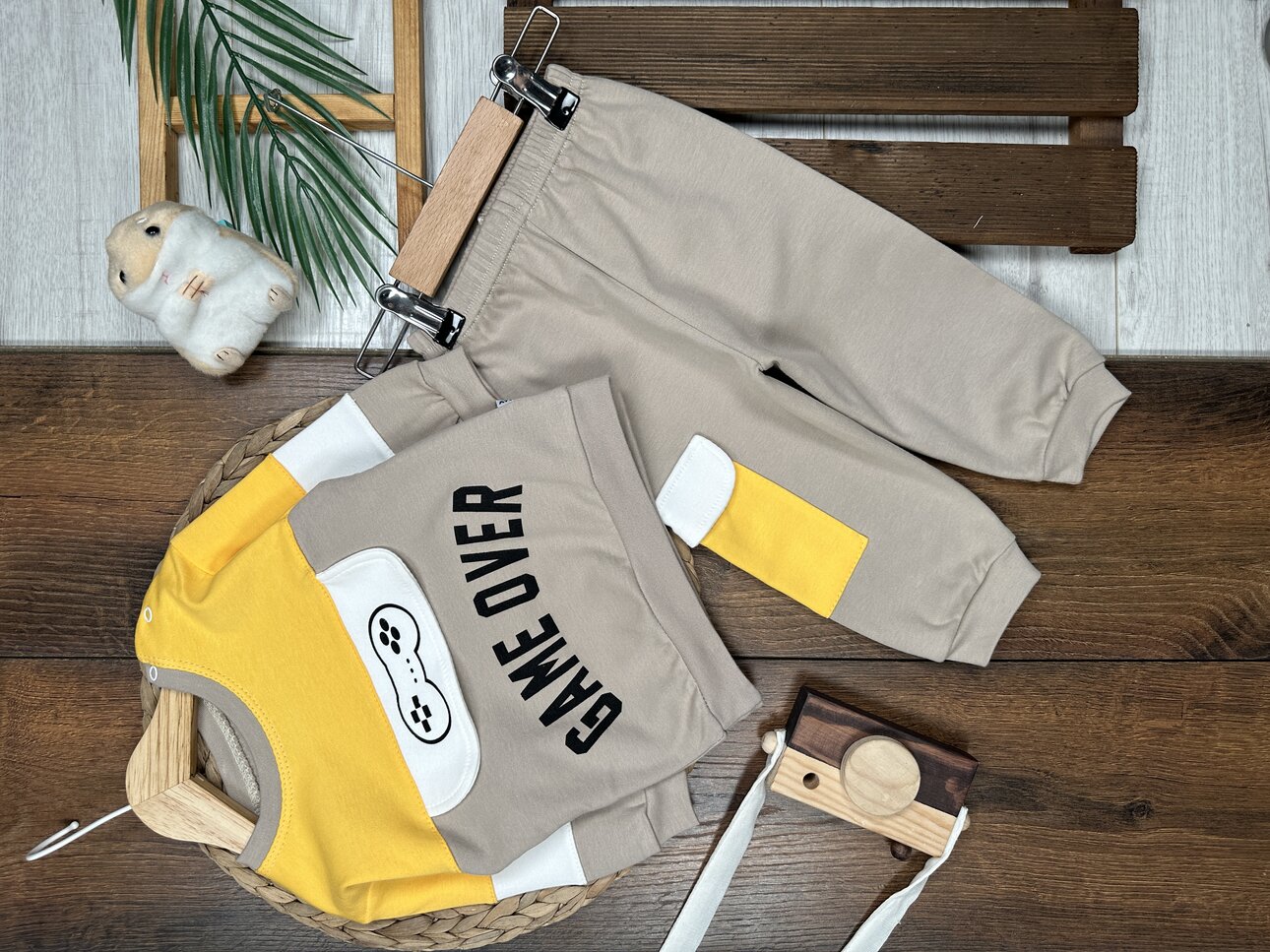 Pamuklu Game Over Yazılı 2li Erkek Bebek  Takım