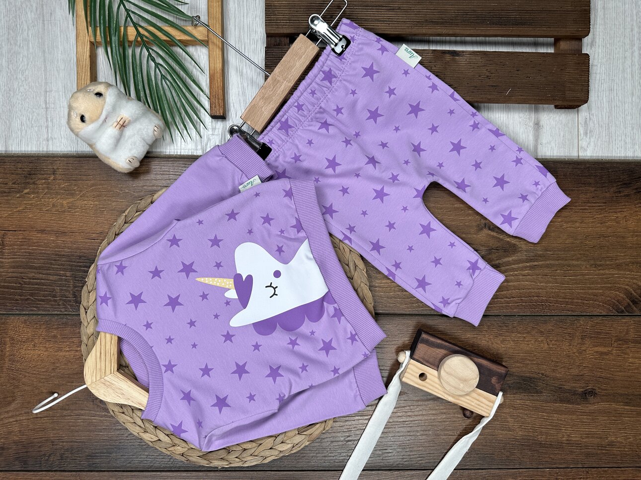 Pamuk Yıldız Desenli Kız Bebek 2li Takım