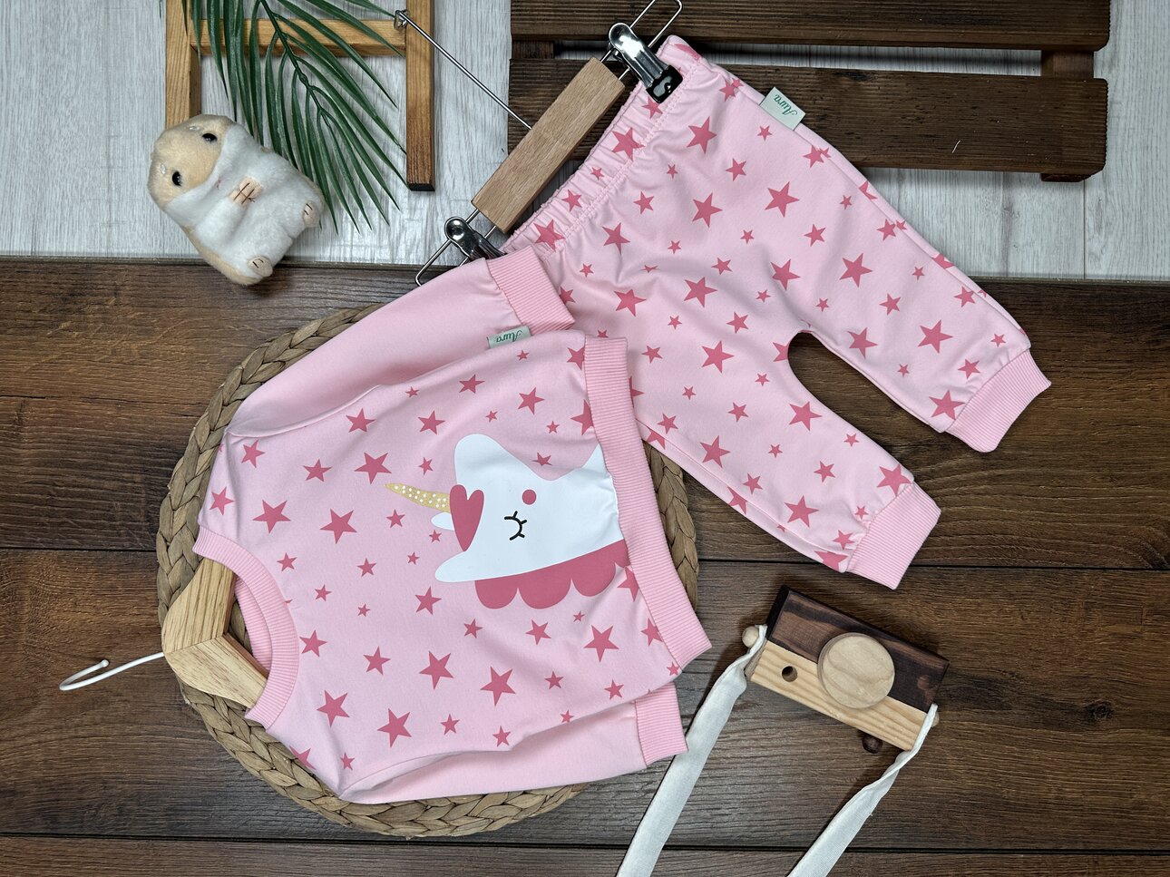 Pamuk Yıldız Desenli Kız Bebek 2li Takım