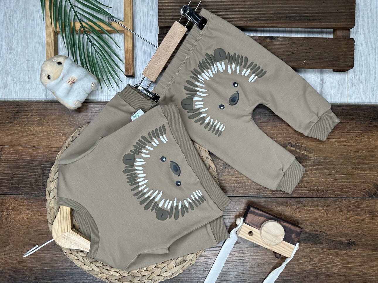 Pamuklu Kirpi Detaylı 2li Erkek Bebek Takım