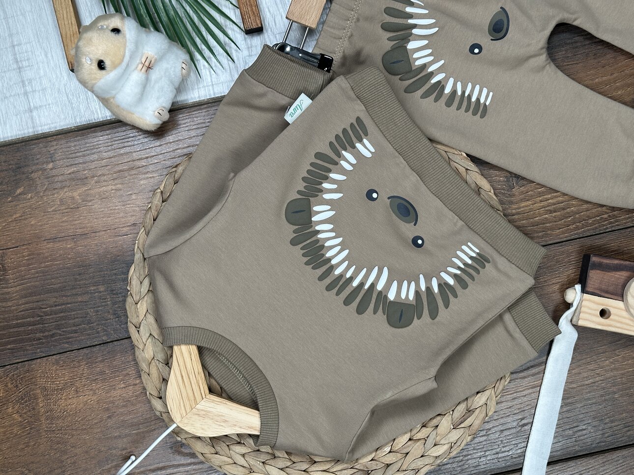 Pamuklu Kirpi Detaylı 2li Erkek Bebek Takım