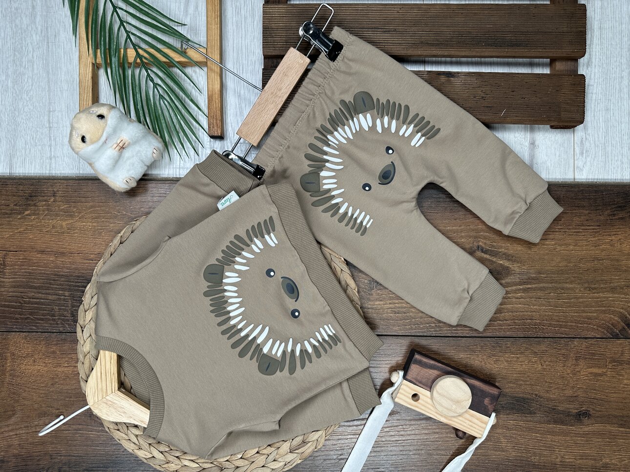 Pamuklu Kirpi Detaylı 2li Erkek Bebek Takım