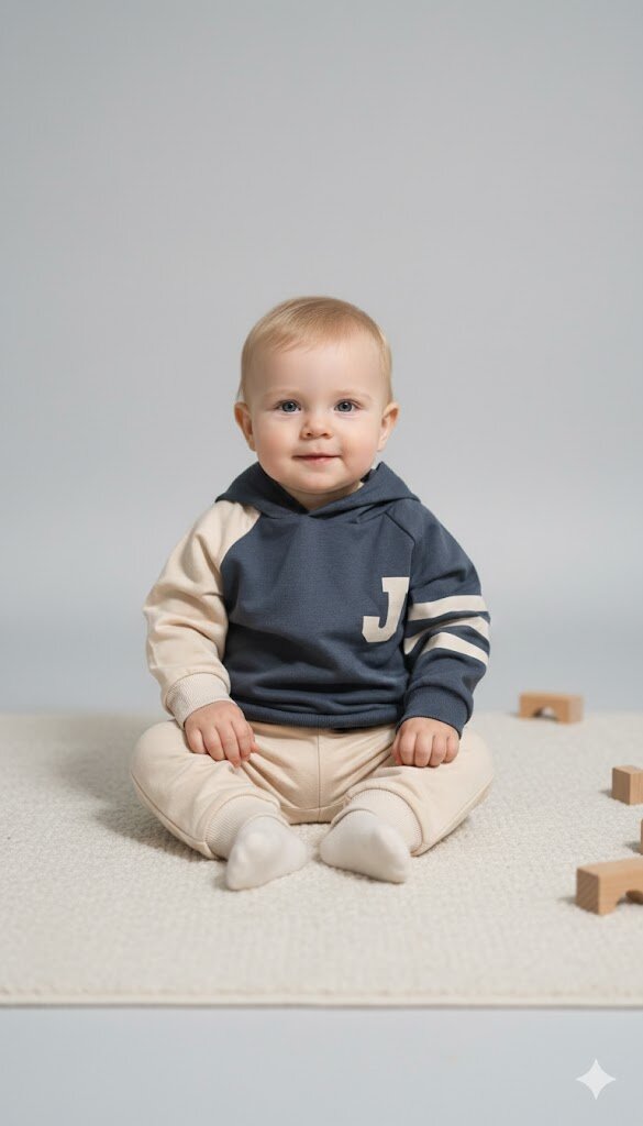 Pamuklu Kapüşonlu 2li Erkek Bebek Takım