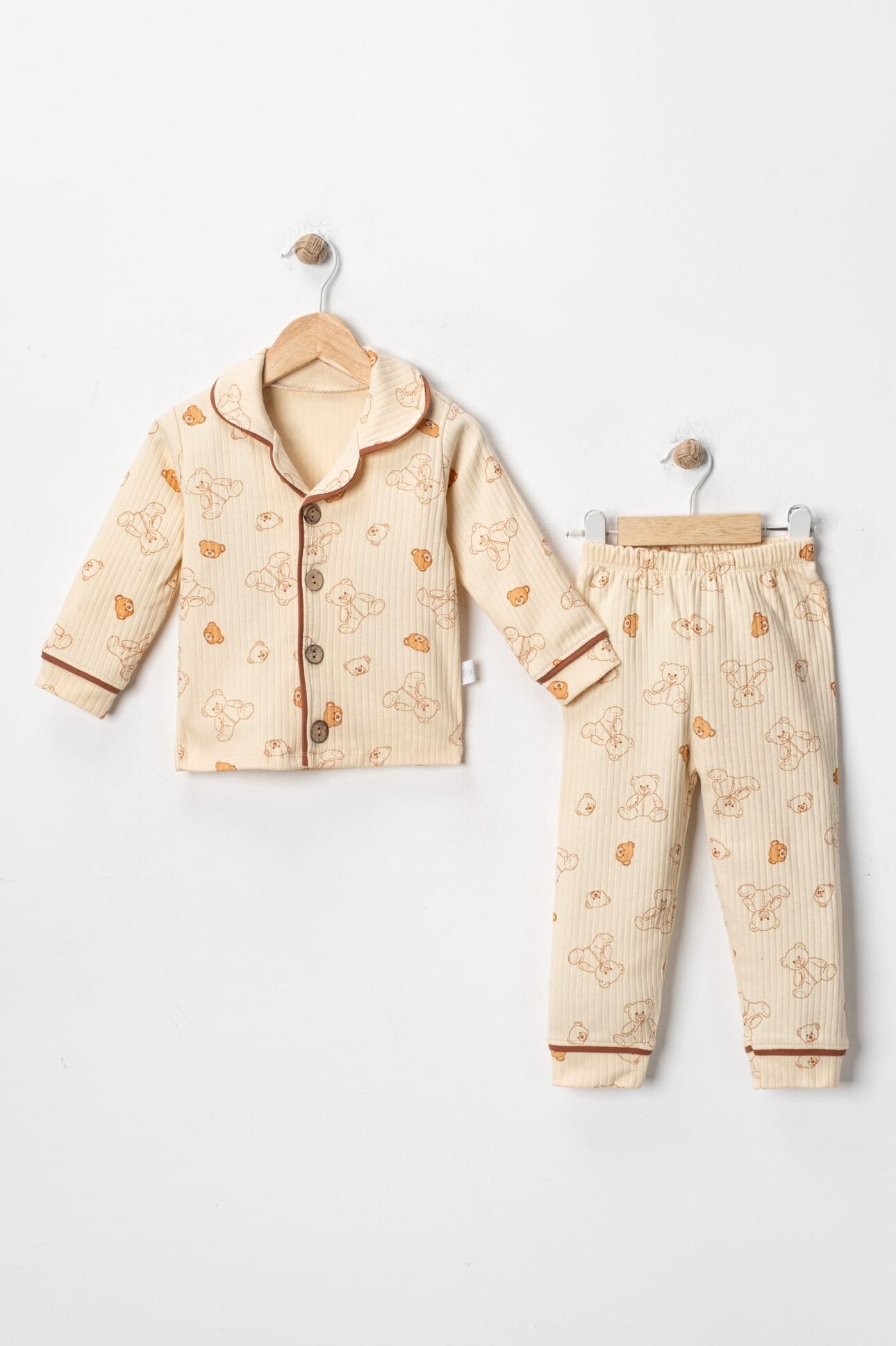 Pamuklu Ayıcık Detaylı 2li Pijama Takımı