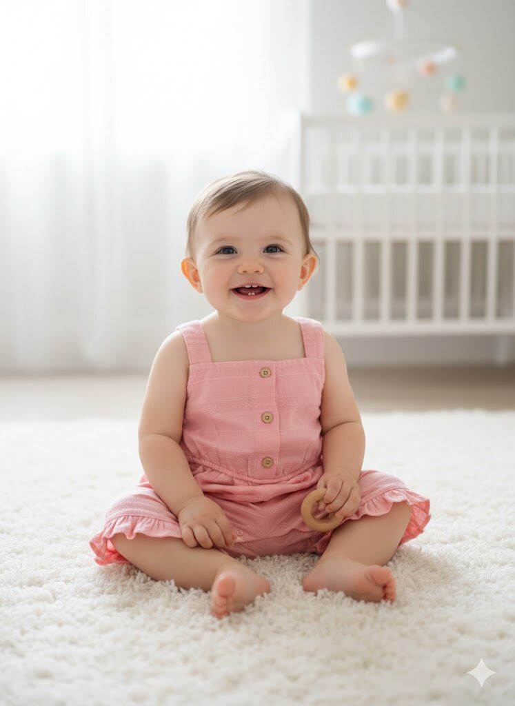 Pamuk Düğme Detaylı Kız Bebek 2li Takım