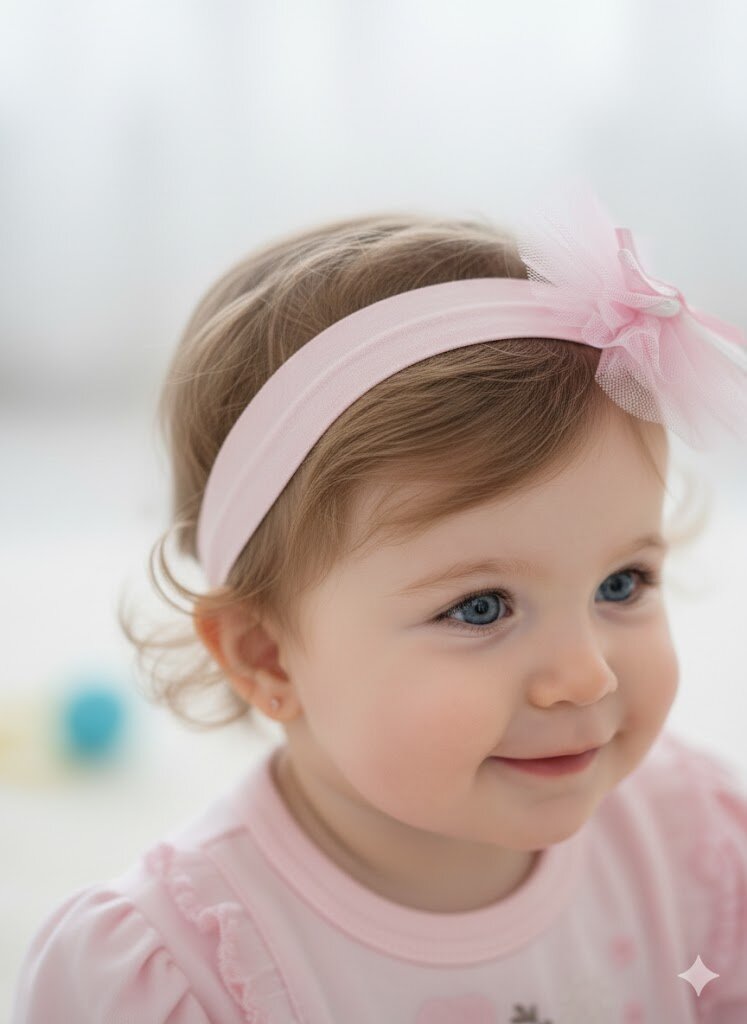 Pamuklu Çiçek Nakışlı  Bandanalı Kız Bebek Elbise