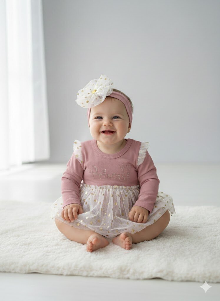 Pamuklu Pembe Dantel Detaylı Kız Bebek 2li Takım