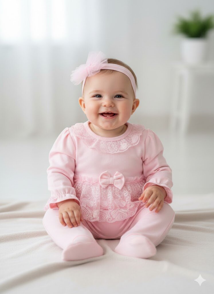 Pamuklu Dantel Detaylı Kız Bebek Tulum