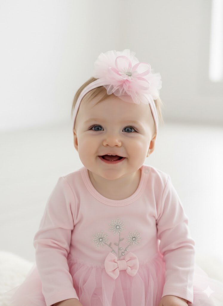 Pamuklu Çiçek İşlemeli Kız Bebek Zıbın 3lü Takım