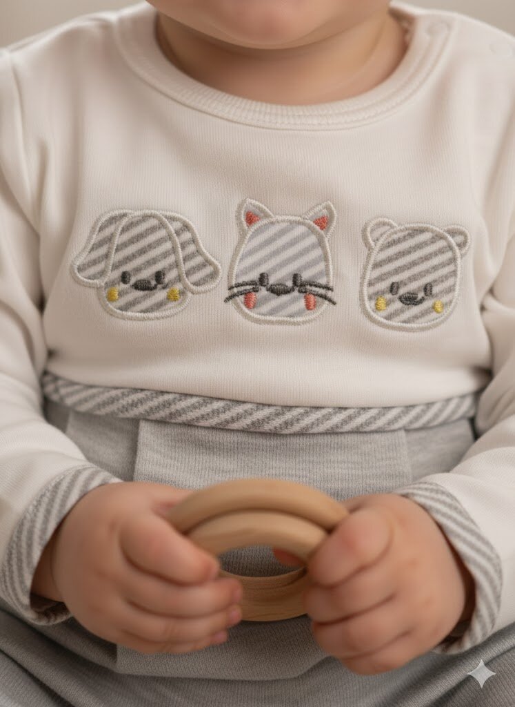 Pamuklu Hayvan Desenli  Erkek Bebek Tulum