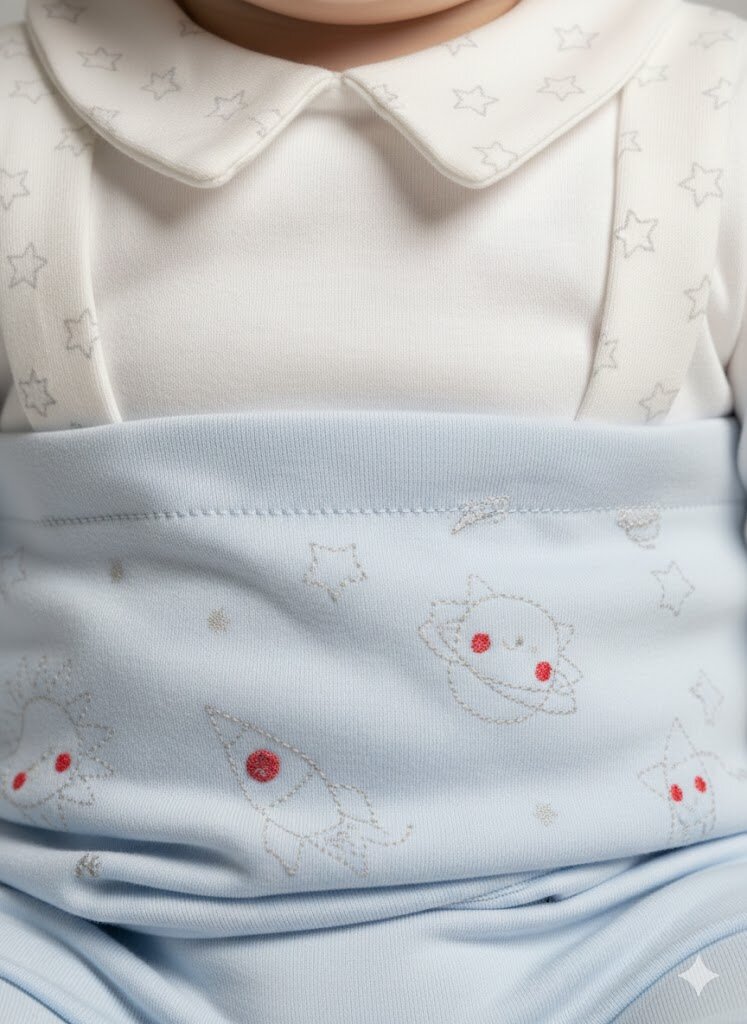 Pamuklu Uzay Detaylı Yaka Salopet Tulum