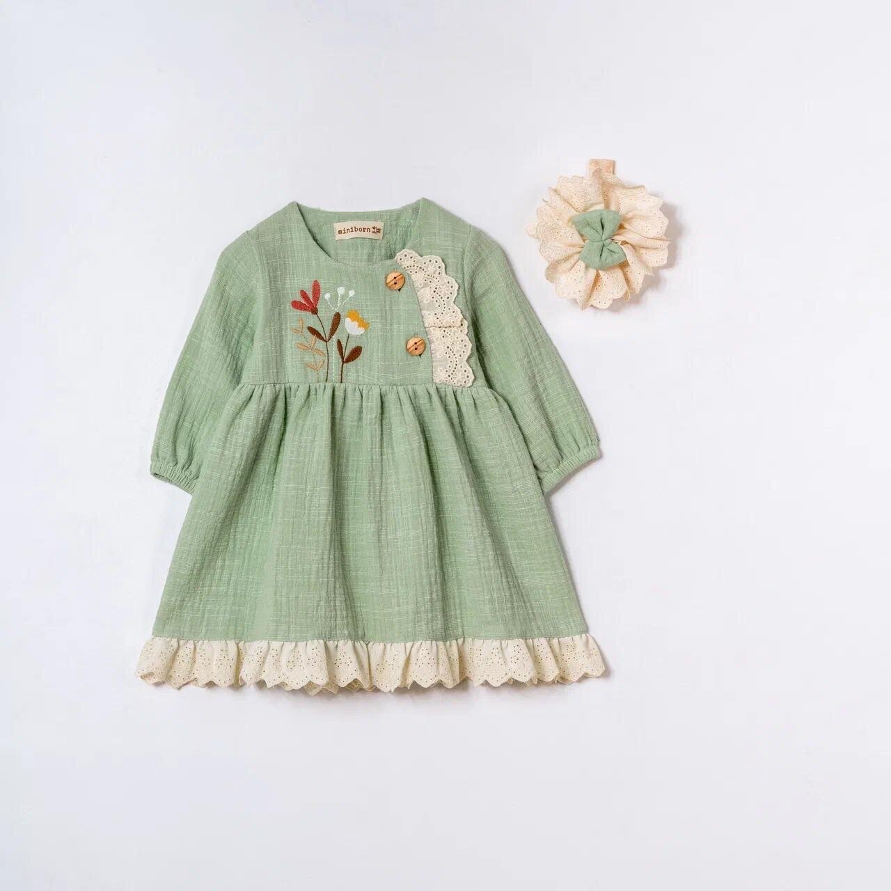 Organik Nakışlı Kız Bebek 2li Takım