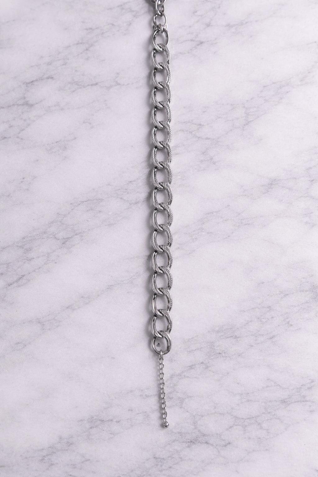 Zincir Gümüş Renk Çelik Bileklik 08