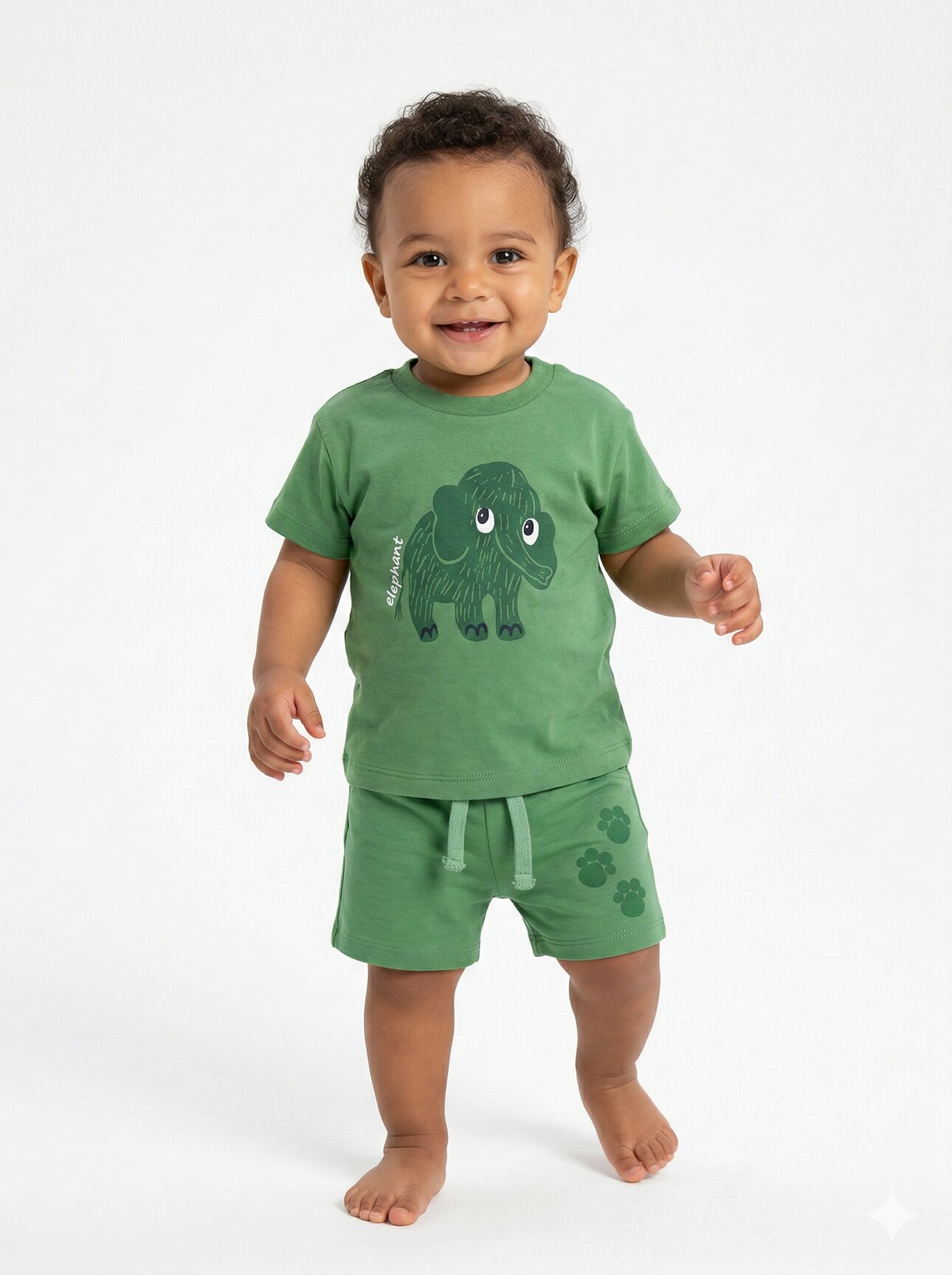 Pamuklu Sevimli  Fil Detaylı Erkek Bebek 2li Takım