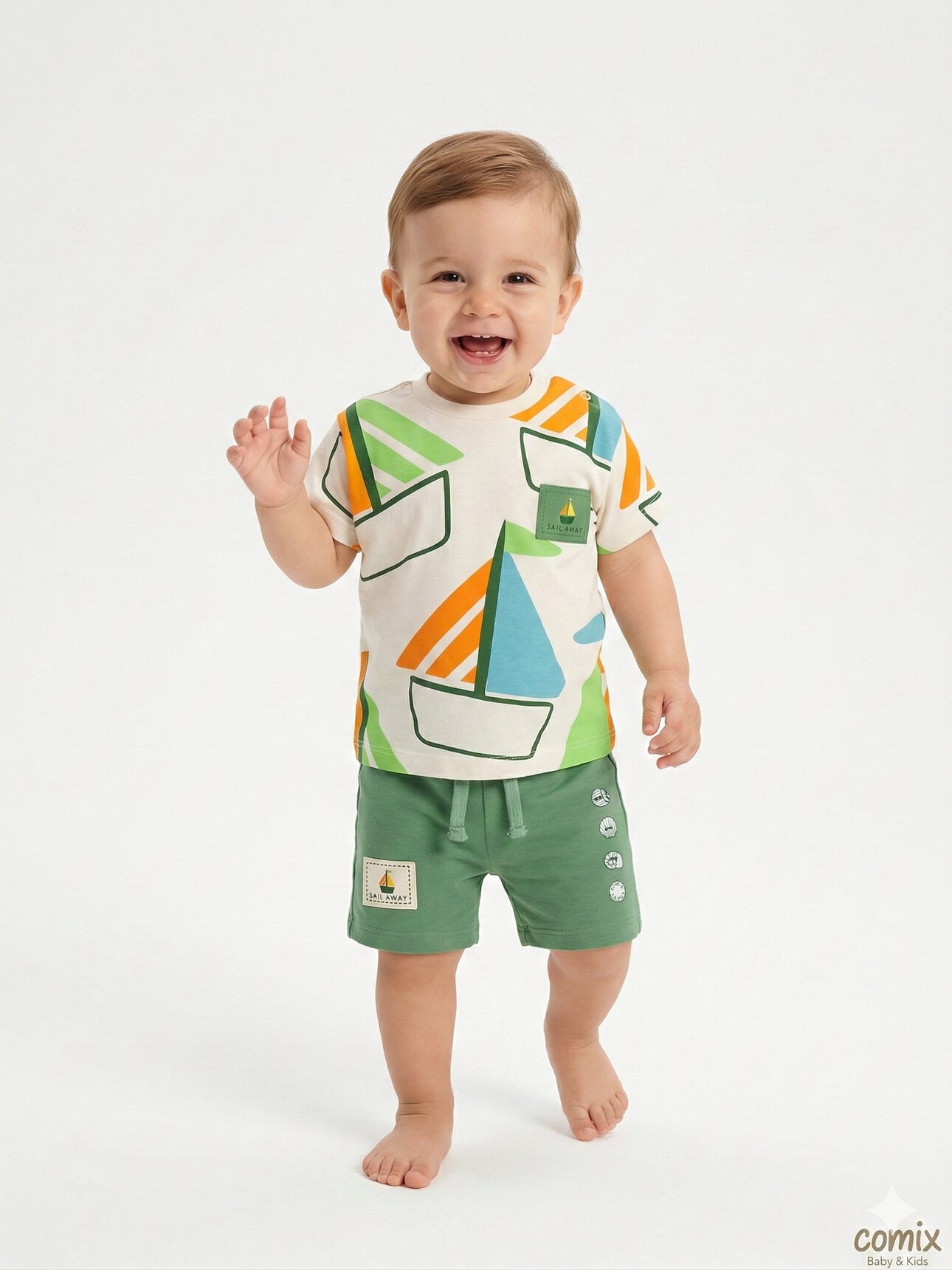 Pamuklu Yelken DetaylıŞortlu Erkek Bebek 2li Takım