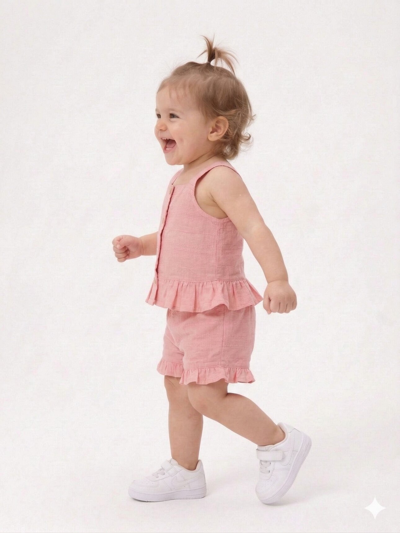 Organik Pamuklu Keten Kız Çocuk 2li Takım Kız Bebek 2li Takım