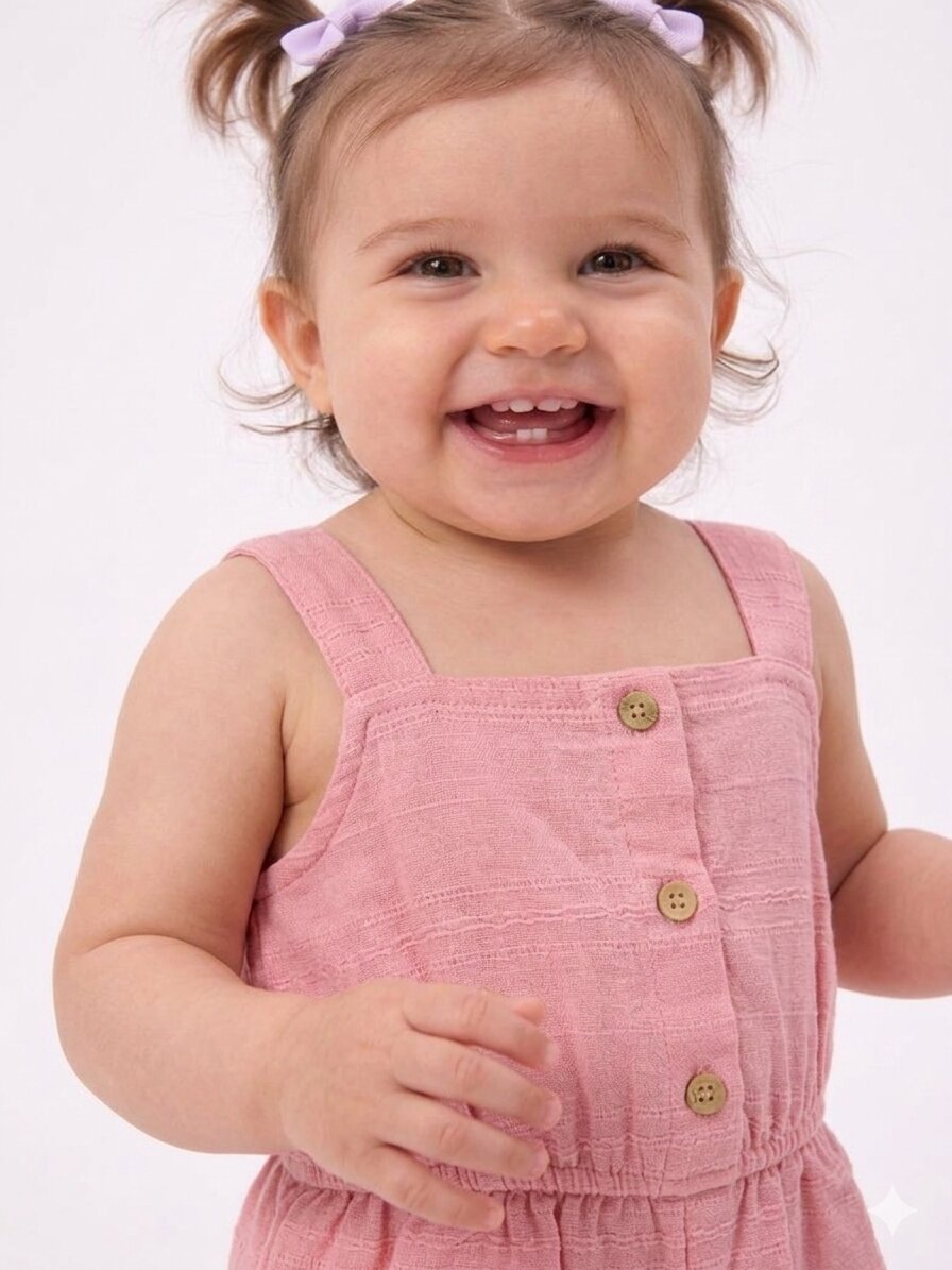 Pamuklu Mutluluk Kız Bebek 1li Tulum Takım