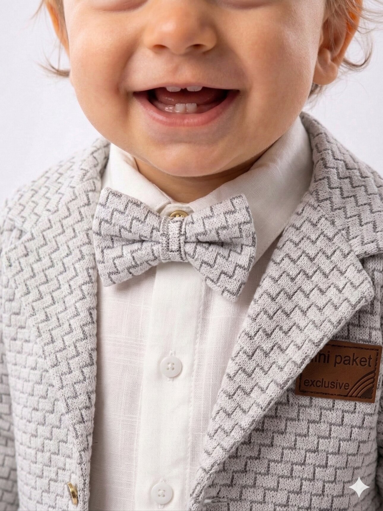 Pamuklu Ceketli Papyonlu Erkek Bebek 4'lü Takım