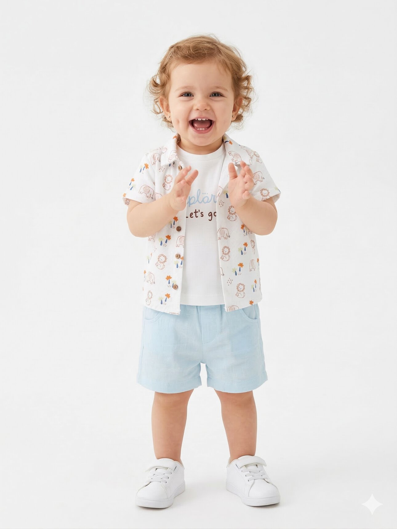 Pamuk Animals Desenli 3lü Erkek Bebek Takım