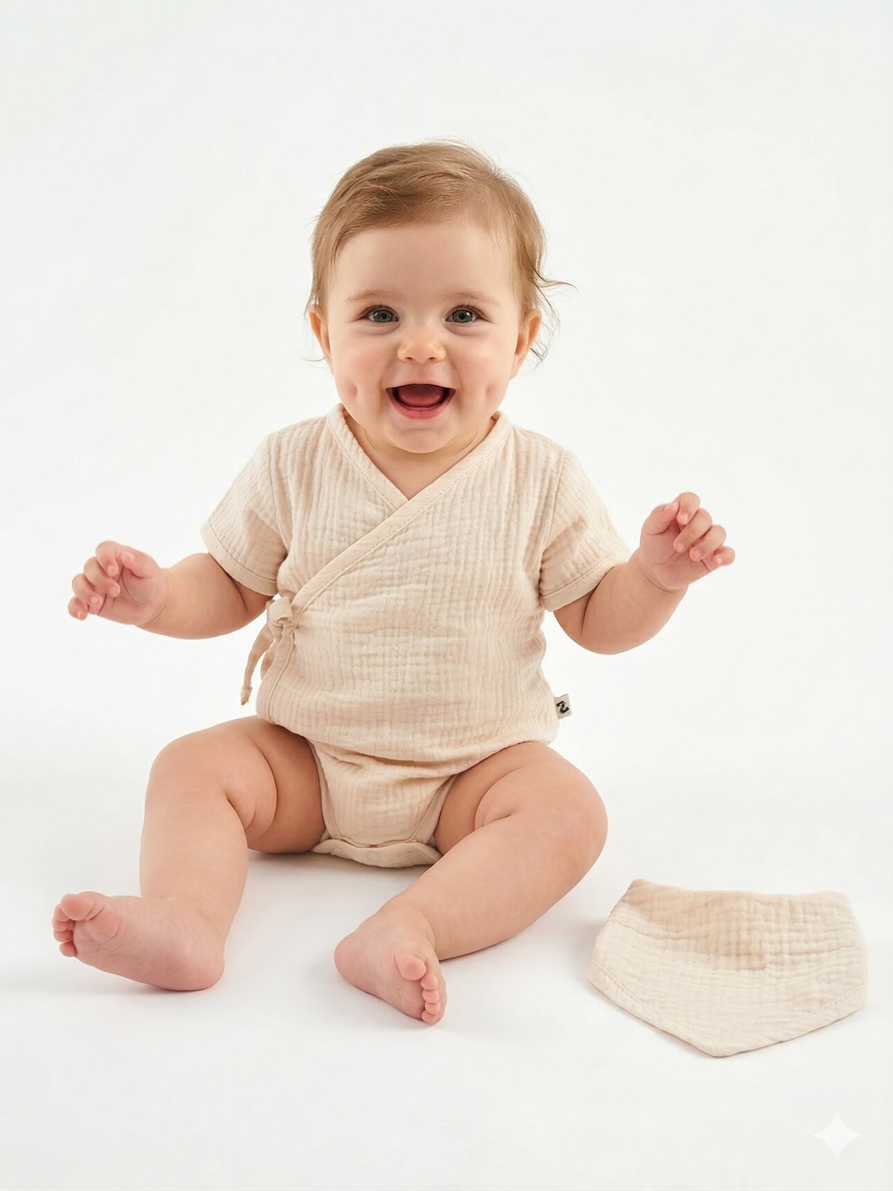 Pamuklu Müslin Önlüklü Zıbın 2li Takım