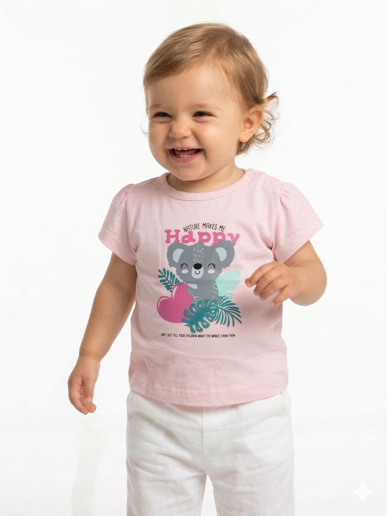 Pamuklu Koala Desenli Kız Bebek T-Shirt