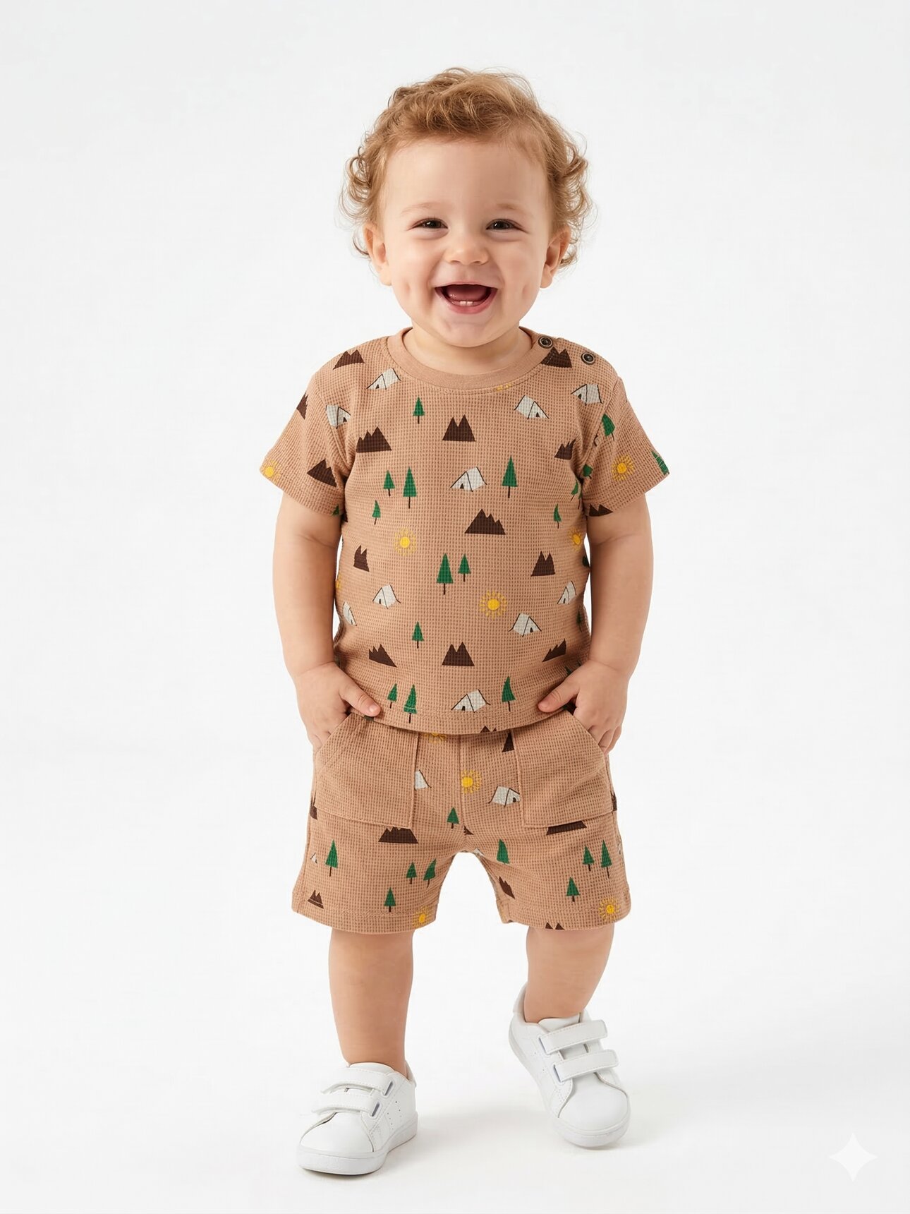Organik Pamuk Doğa Temalı Erkek Bebek 2li Takım