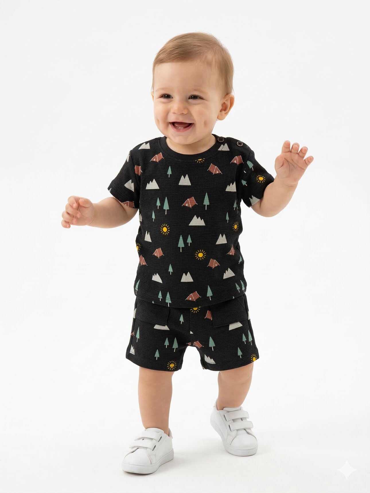 Organik Pamuk Doğa Temalı Erkek Bebek 2li Takım