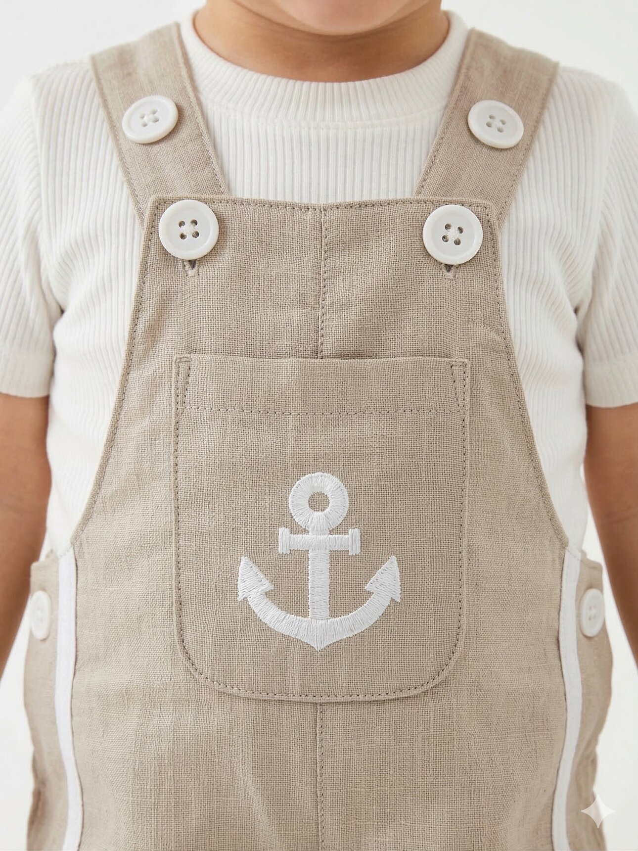 Pamuklu Denizci Detaylı Salopet Tulum Erkek Bebek 2li Takım