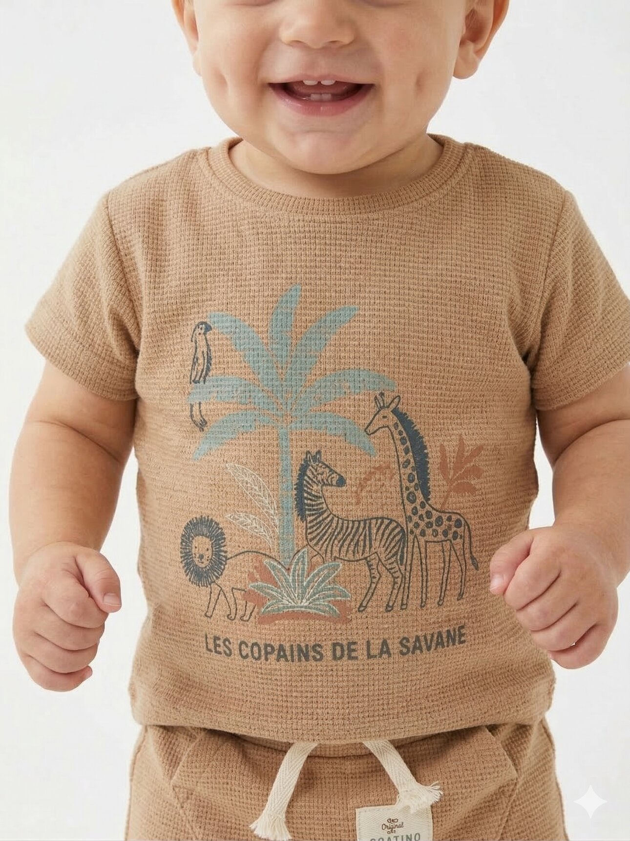 Pamuk Safari Macerası Desenli Erkek Bebek 2li Takım