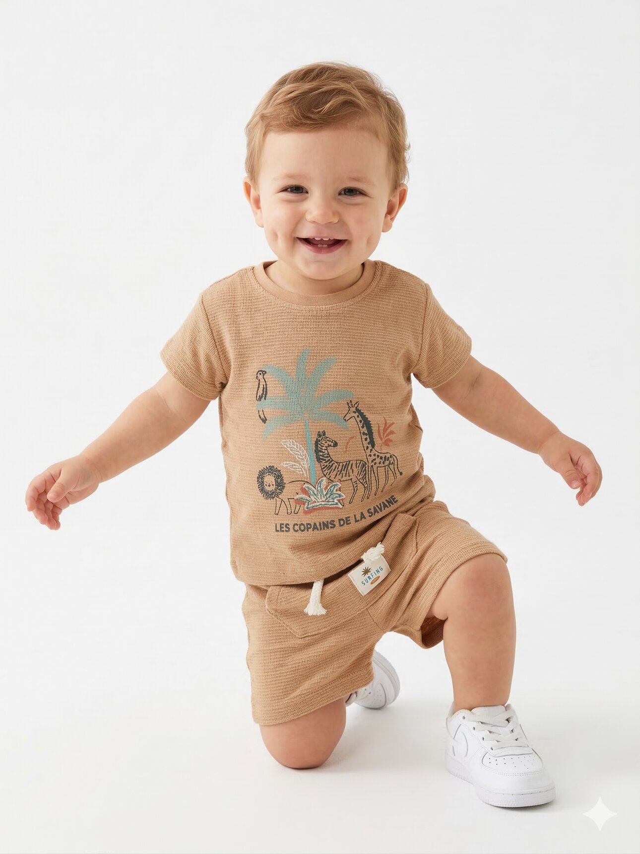 Pamuk Safari Macerası Desenli Erkek Bebek 2li Takım