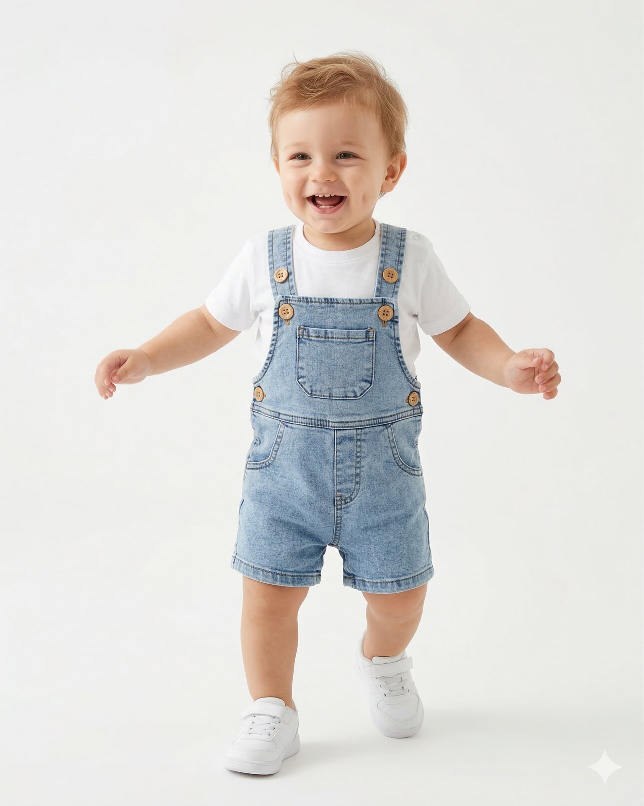 Kot Kumaş Şık Askılı 2li Erkek Bebek Takım