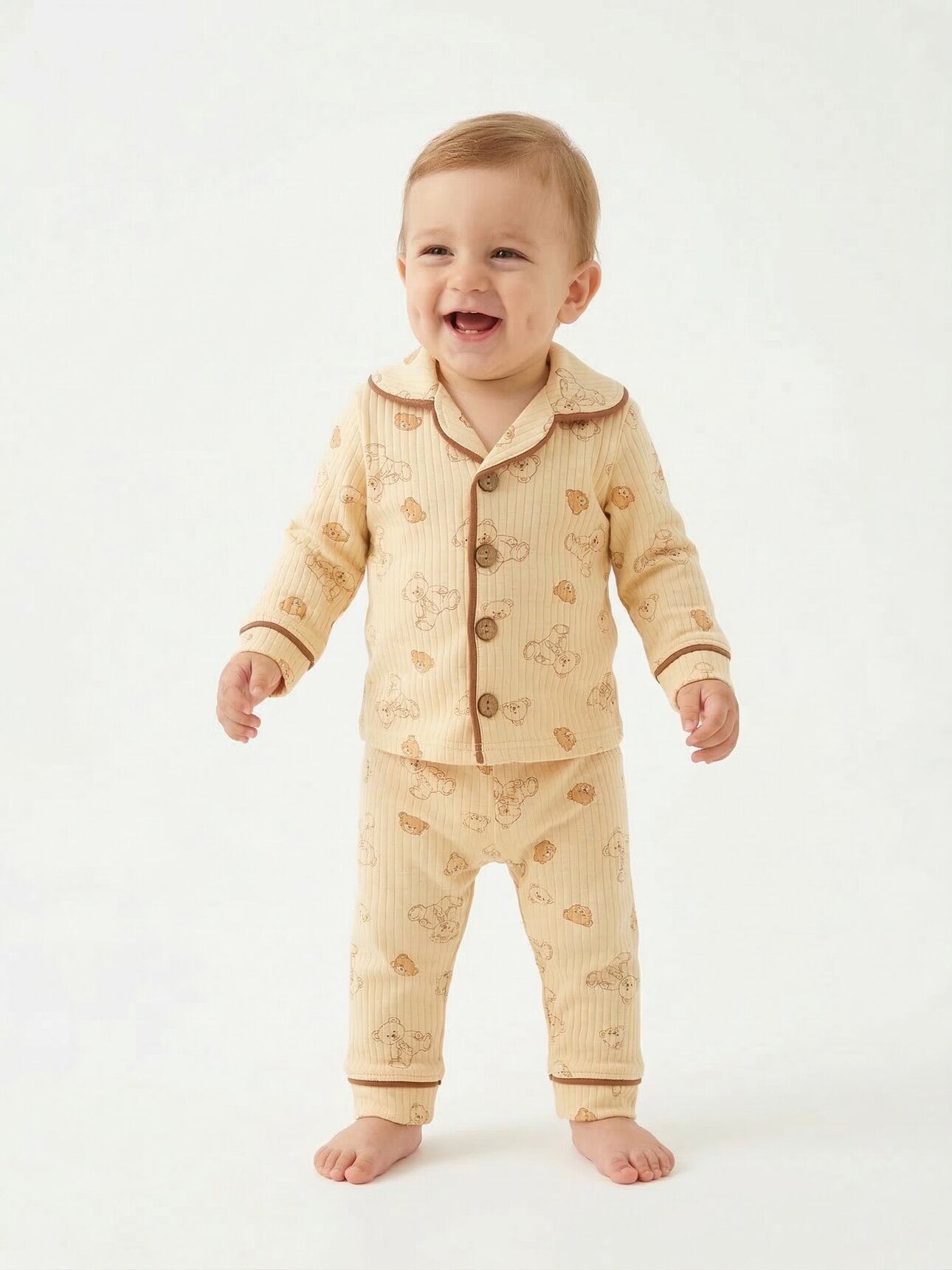 Pamuklu Ayıcık Detaylı 2li Pijama Takımı