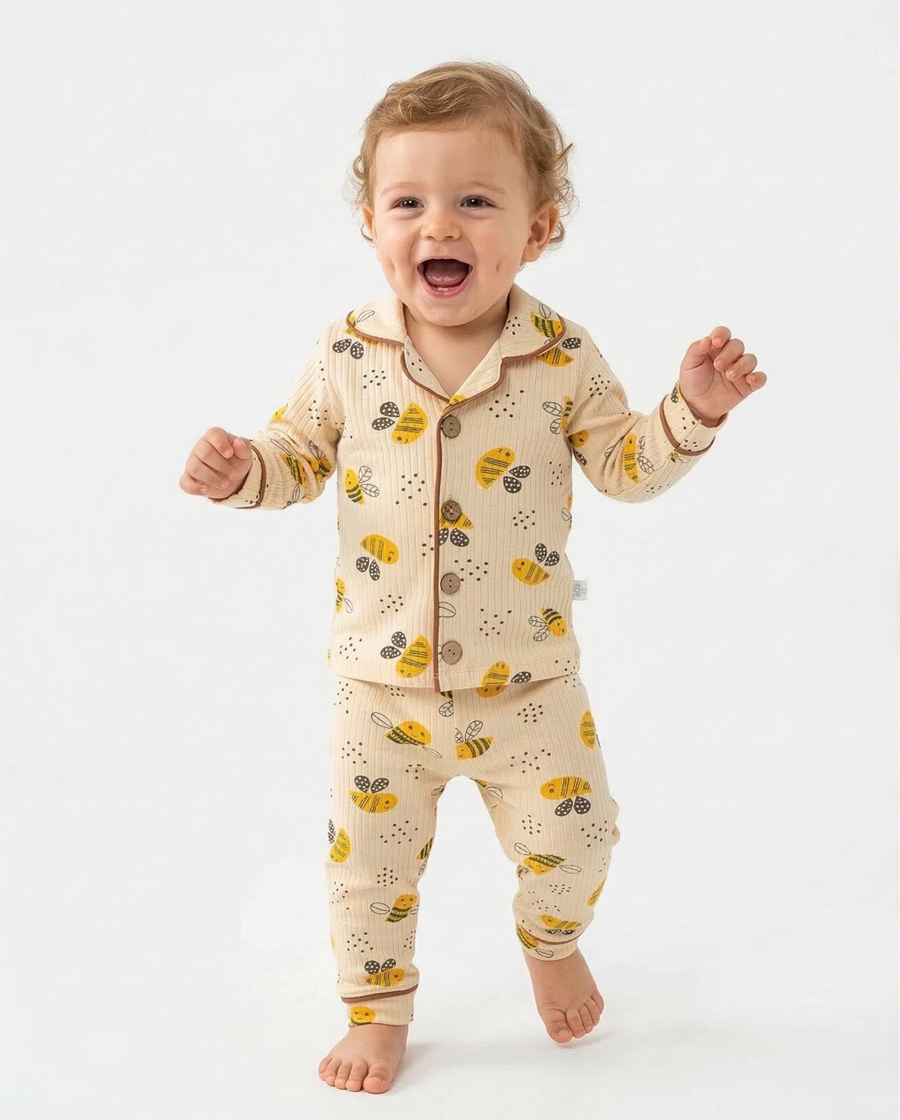 Pamuklu Arı Desenli PijamaTakımı