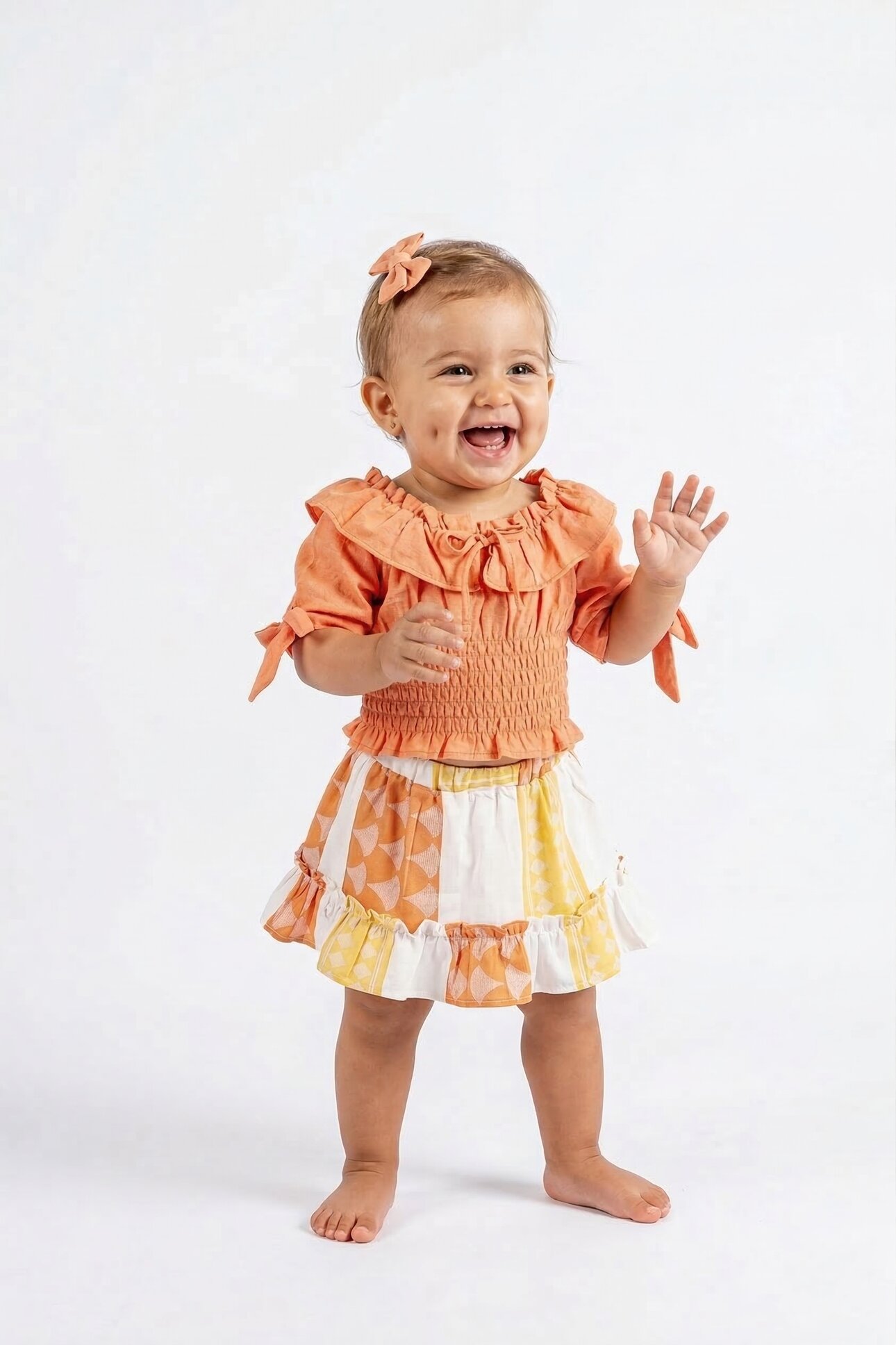 TRUNCU RENK YARIM KOLLU KIZ ÇOCUK EKOSELİ BEBE YAKA BEBEK ETEK BLUZ ELBİSE