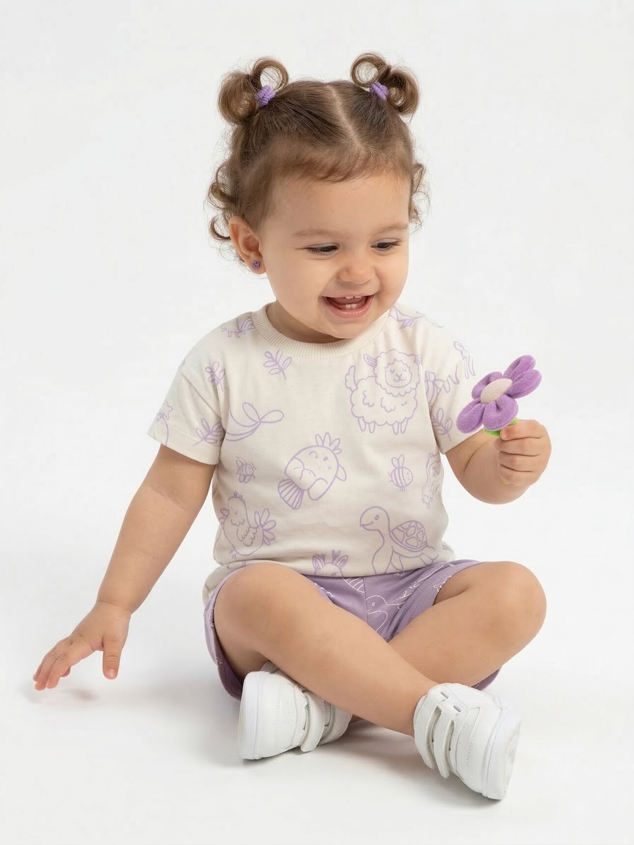 Pamuklu Balık Desenli Kiz Bebek 2li Takım