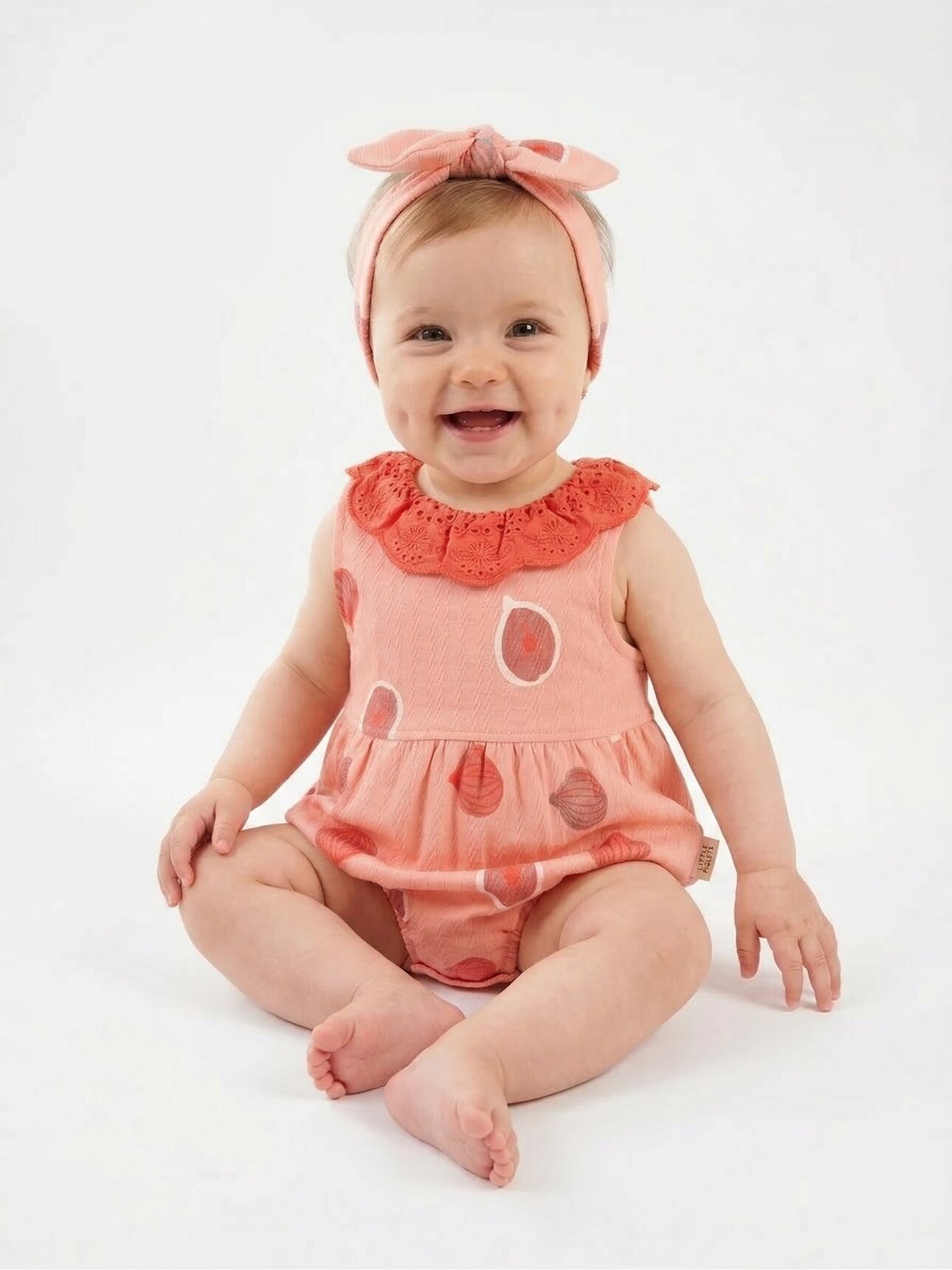 Pamuklu Yazlık Bandanalı 2li Kız Bebek Takım