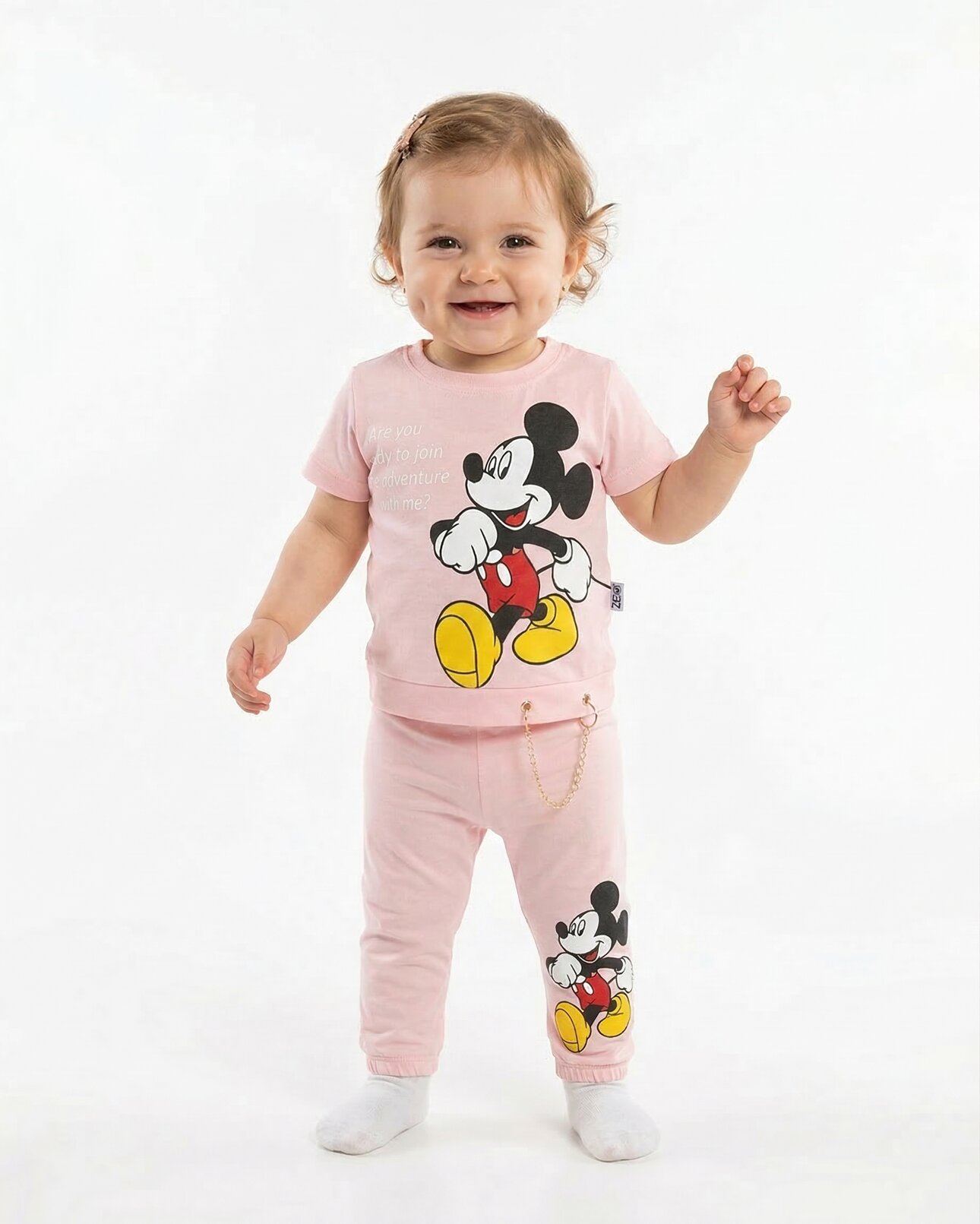 PEMBE LASTİKLİ PAÇA, PAMUKLU, YAZLIK, GÜNLÜK, KIZ ÇOCUK & BEBEK  ALT ÜST TAKIM